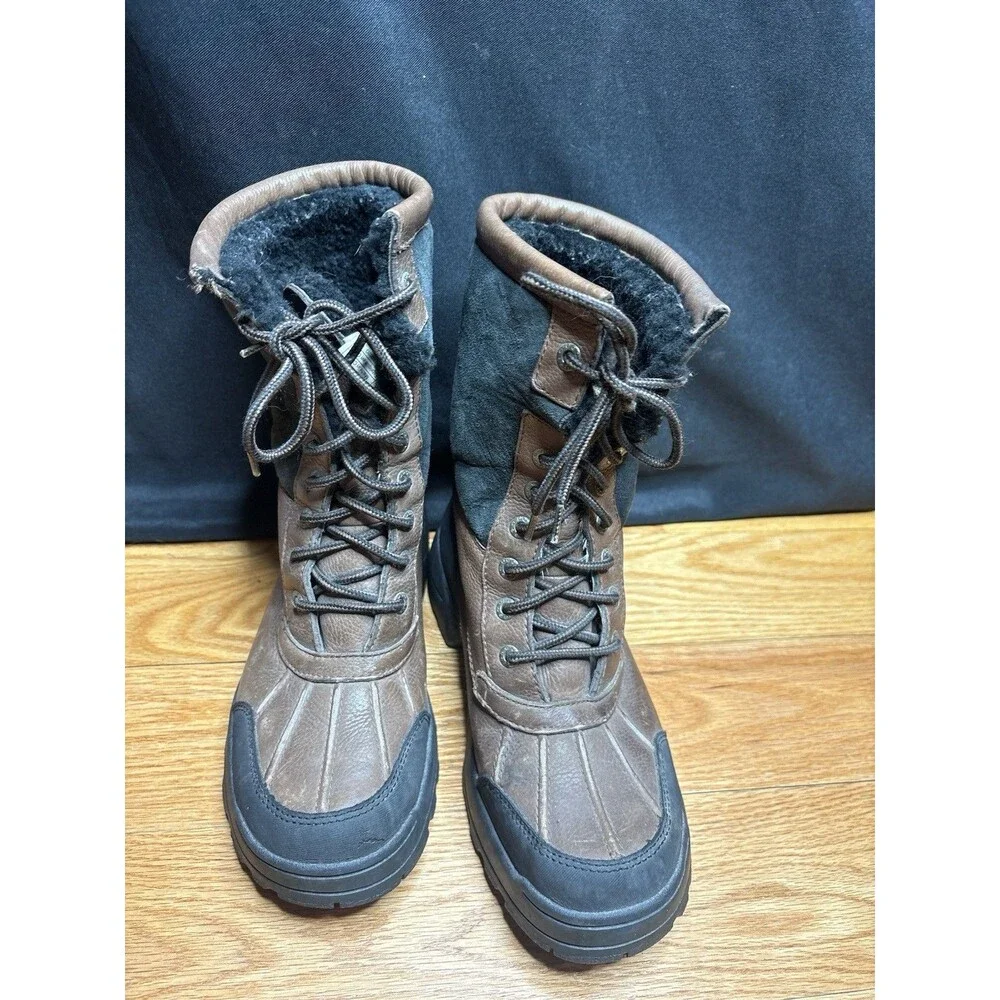 UGG Australia Leather Suede Waterproof Snow Winter Boots Mens Size 8 Sheepskin